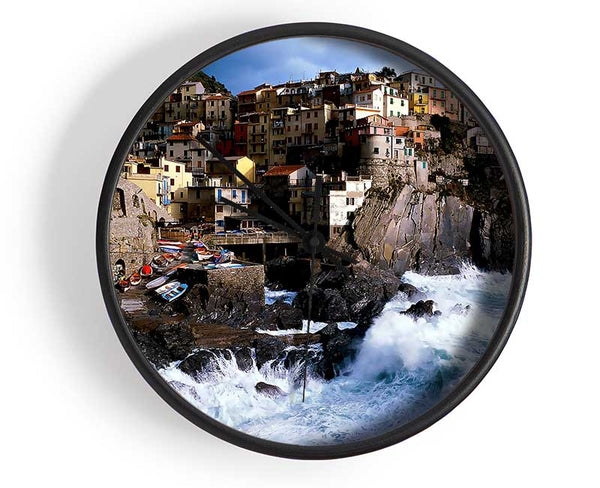 Manarola Italy Clock - Wallart-Direct UK