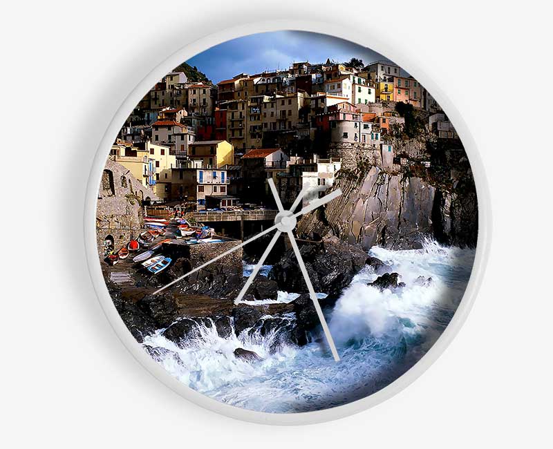 Manarola Italy Clock - Wallart-Direct UK