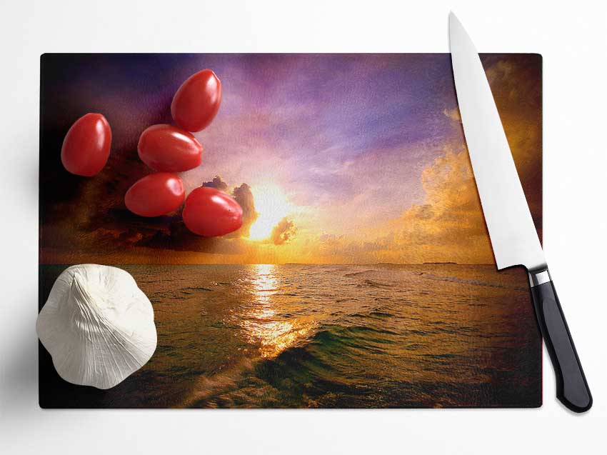 Maldivian Sunset Glass Chopping Board