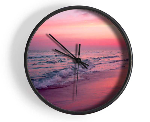 Lilac Pink Ocean Clock - Wallart-Direct UK