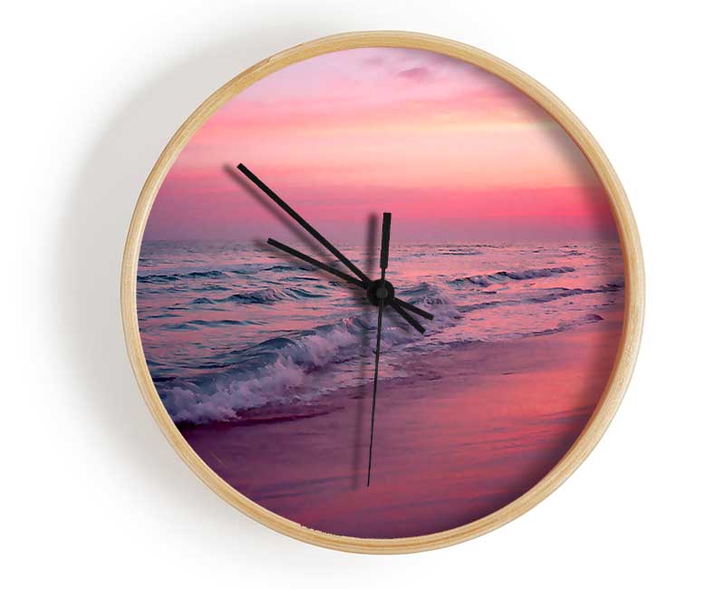 Lilac Pink Ocean Clock - Wallart-Direct UK