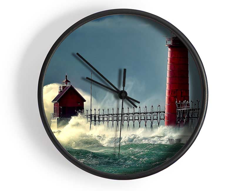 Lighthouse Stormy Sea Clock - Wallart-Direct UK