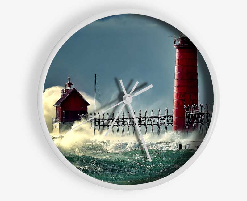 Lighthouse Stormy Sea Clock - Wallart-Direct UK