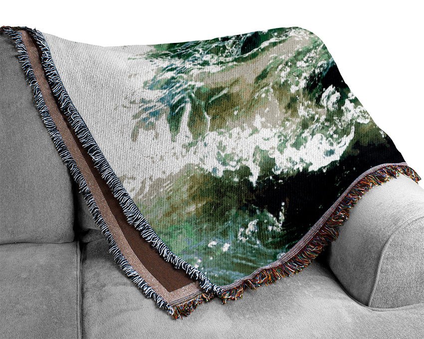 Green Water Movement Woven Blanket