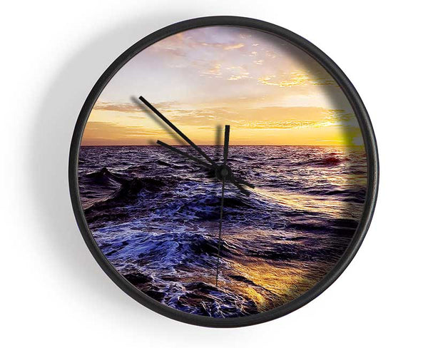 Golden Waves Crashing Clock - Wallart-Direct UK