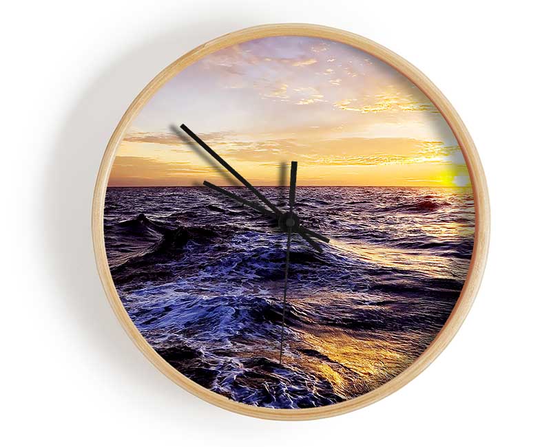Golden Waves Crashing Clock - Wallart-Direct UK