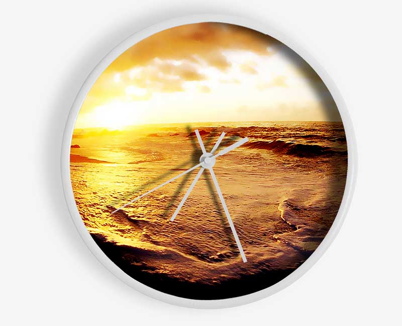 Glistering Ocean Sun Clock - Wallart-Direct UK