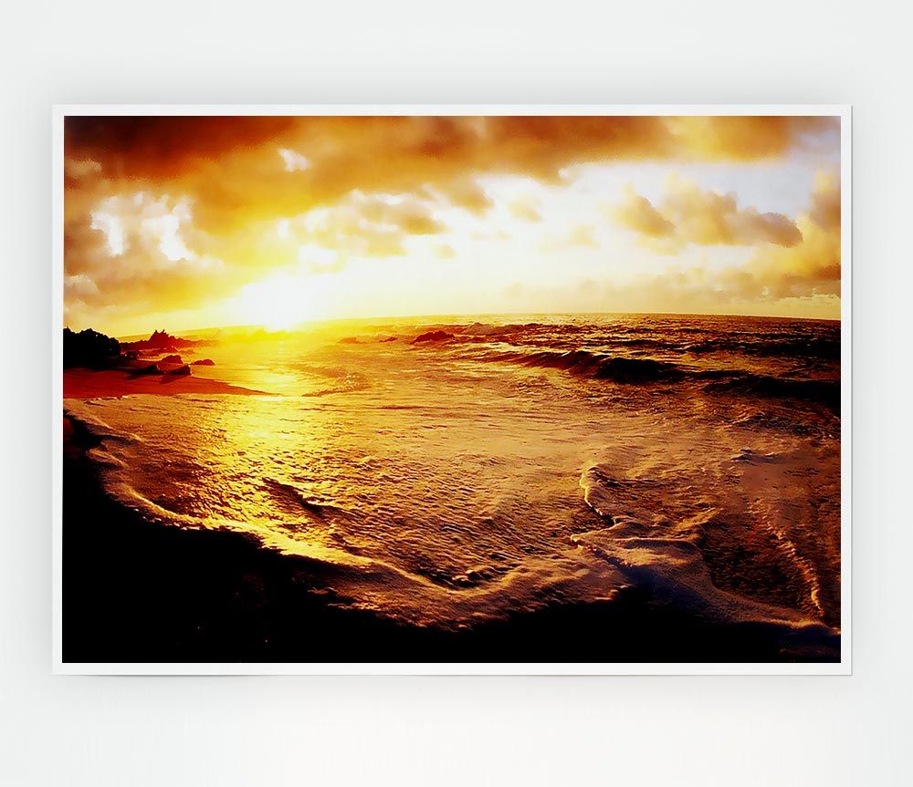 Glistering Ocean Sun Print Poster Wall Art