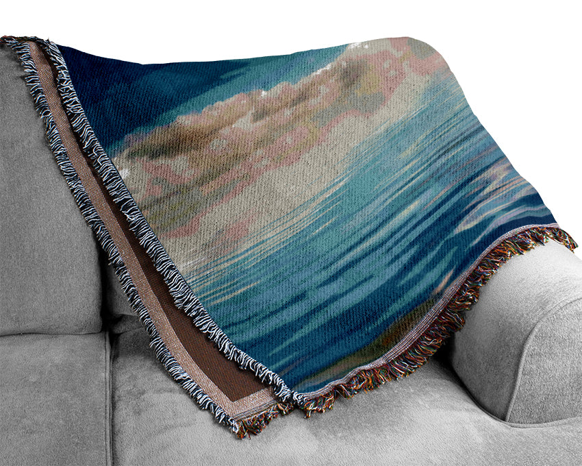Dramatic Ocean Clouds Blue Woven Blanket