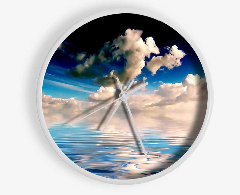 Dramatic Ocean Clouds Blue Clock - Wallart-Direct UK