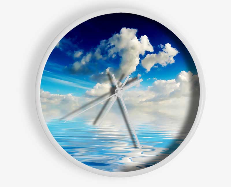 Dramatic Ocean Clouds Baby Blue Clock - Wallart-Direct UK