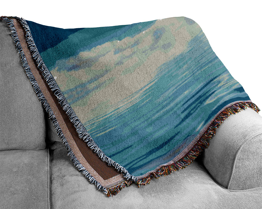 Dramatic Ocean Clouds Baby Blue Woven Blanket