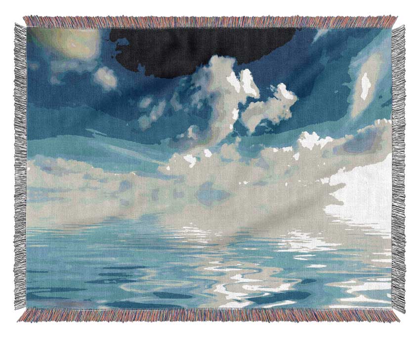 Dramatic Ocean Clouds Baby Blue Woven Blanket