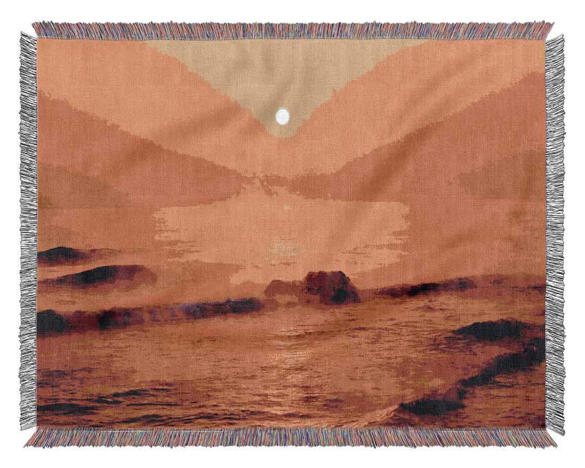 Crashing Waves At Sunset Woven Blanket