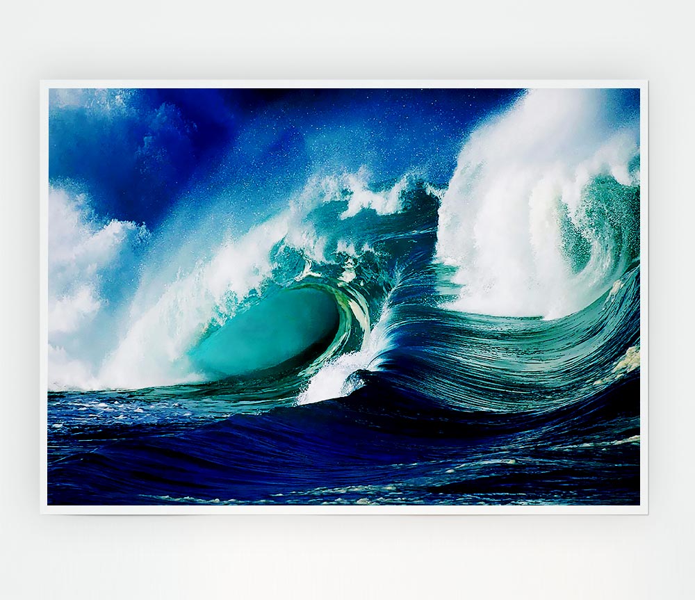 Crashing Ocean Waves Print Poster Wall Art