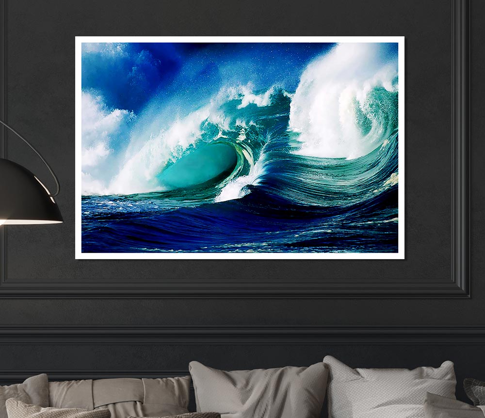Crashing Ocean Waves Print Poster Wall Art