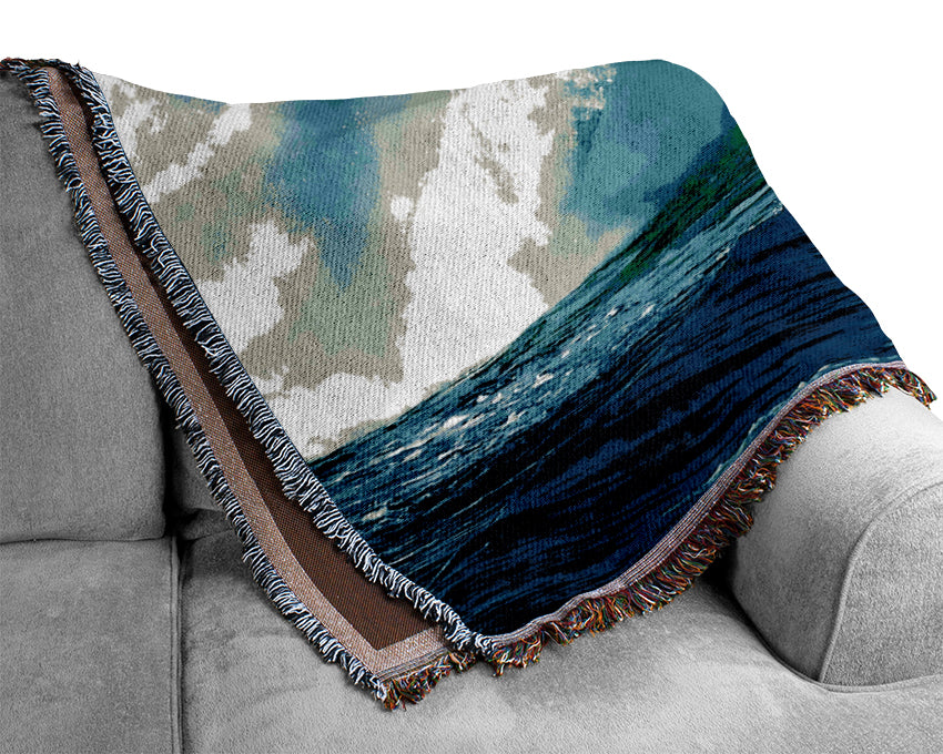 Crashing Ocean Waves Woven Blanket