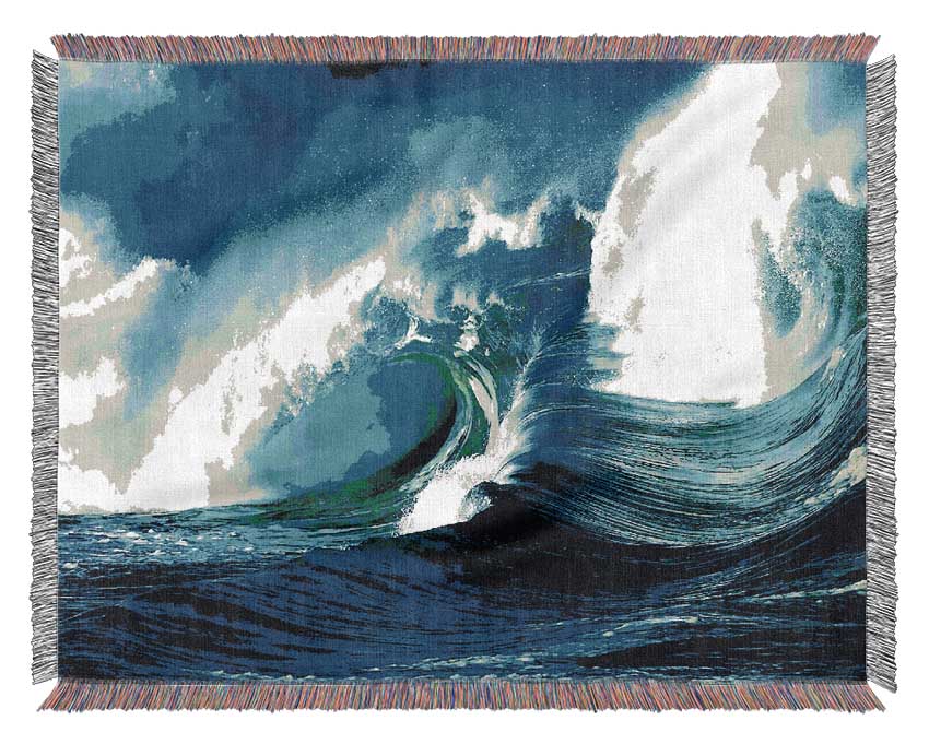 Crashing Ocean Waves Woven Blanket