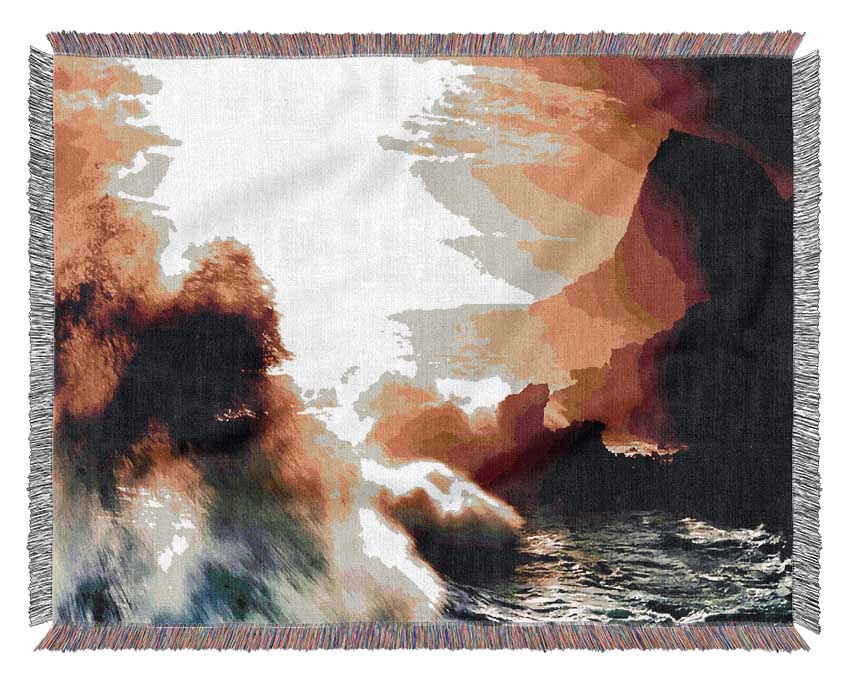 Clash Of The Sunset Waves Woven Blanket