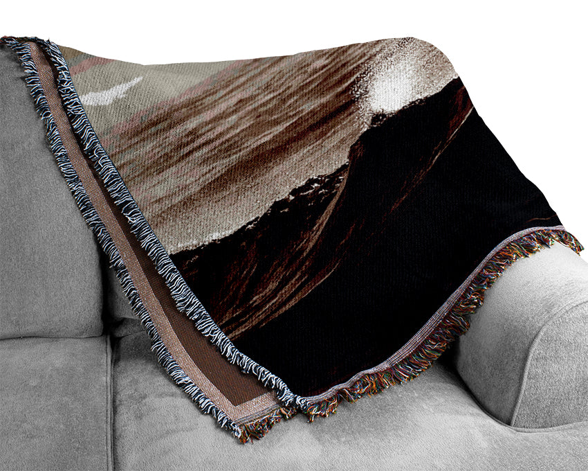 Chocolate Waves Crashing Woven Blanket