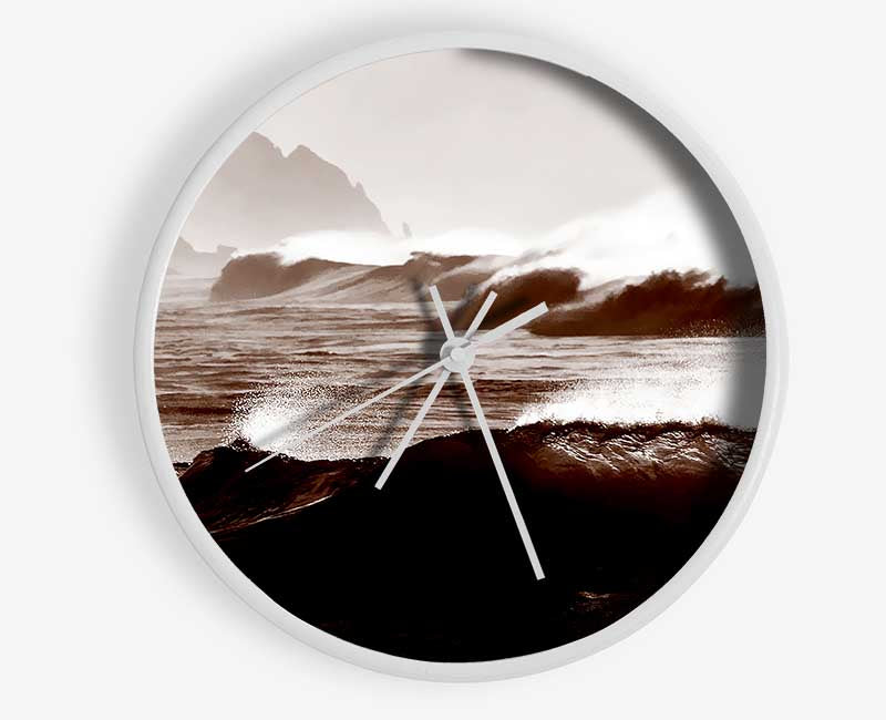 Chocolate Waves Crashing Clock - Wallart-Direct UK