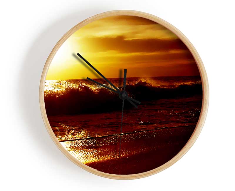 Caramel Ocean Shoreline Clock - Wallart-Direct UK