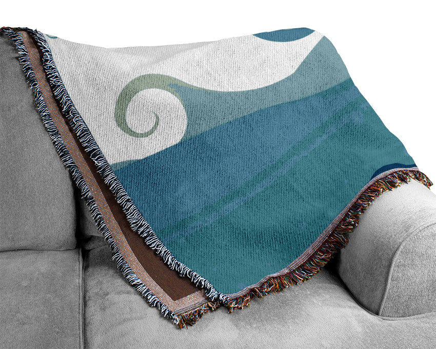 Blue Waves Woven Blanket