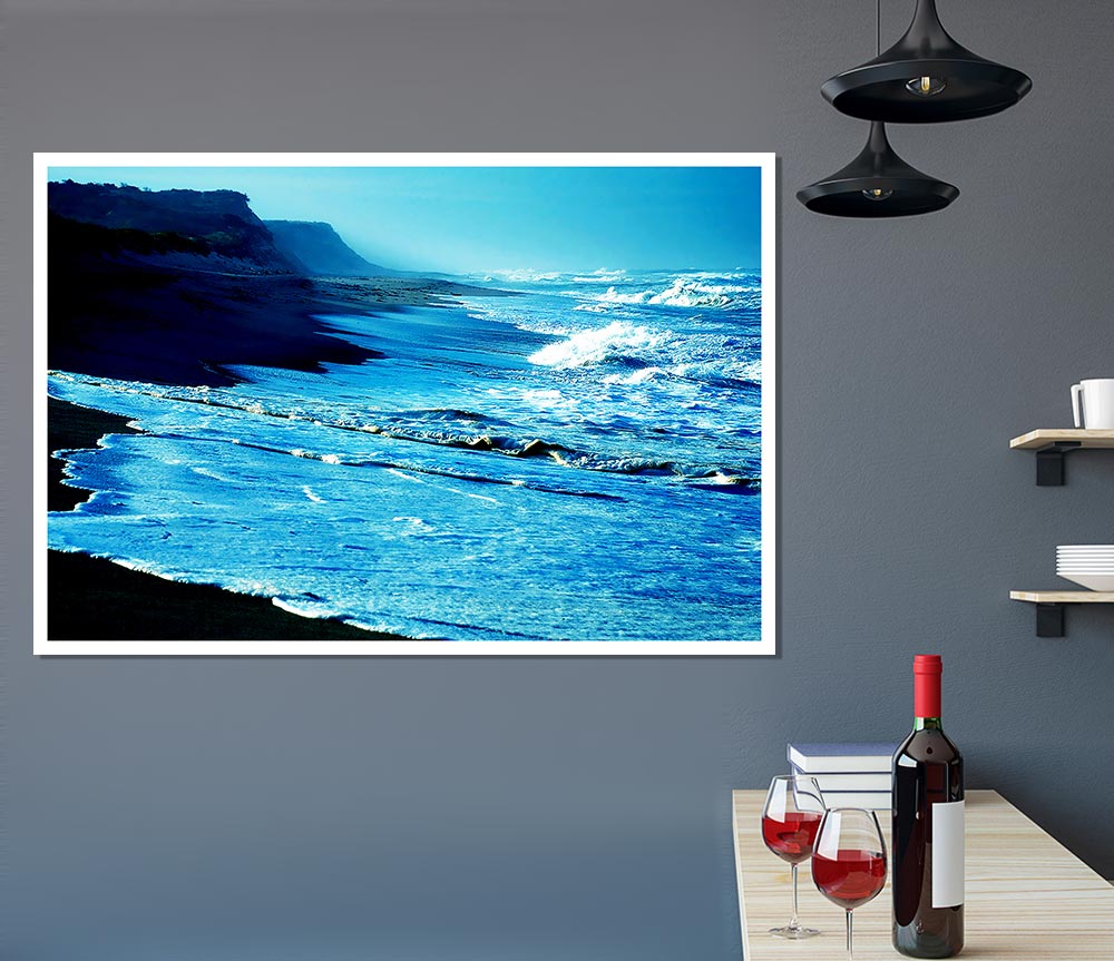 Blue Waves Delight Print Poster Wall Art