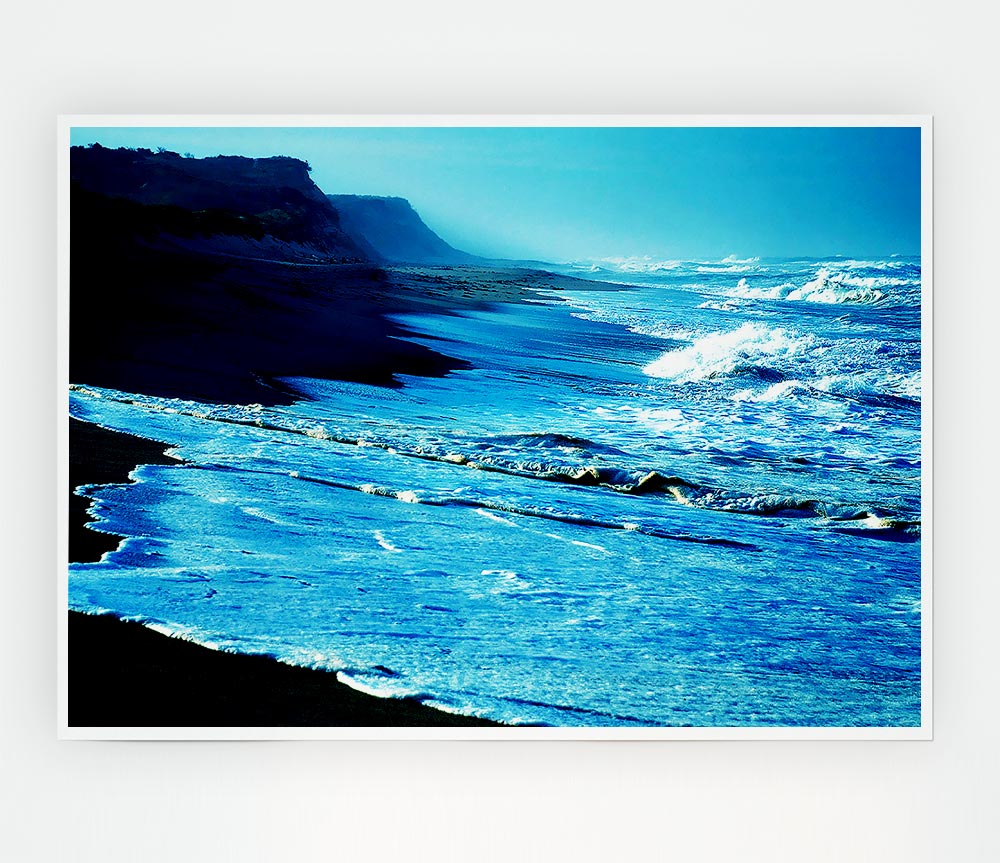 Blue Waves Delight Print Poster Wall Art
