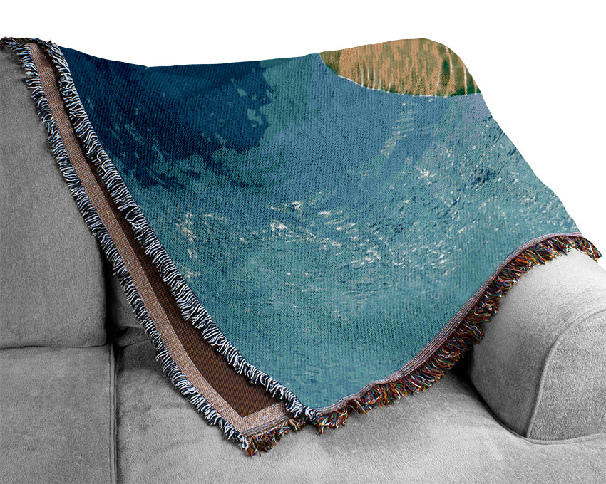 Blue Waters Of A Green Leaf Woven Blanket