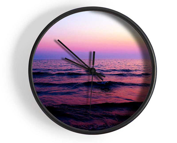 Pink n Purple Waves Of The Ocean Clock - Wallart-Direct UK