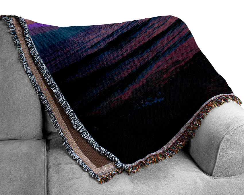 Pink n Purple Waves Of The Ocean Woven Blanket