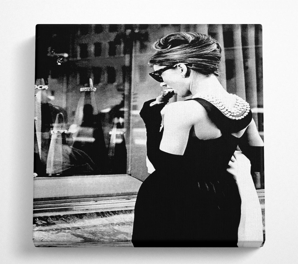A Square Canvas Print Showing Audrey Hepburn Window Delight Square Wall Art