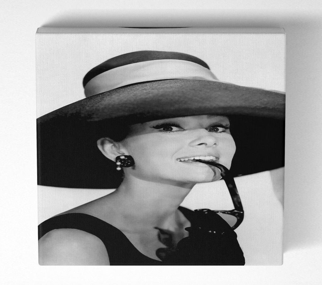 Picture of Audrey Hepburn Hat Square Canvas Wall Art