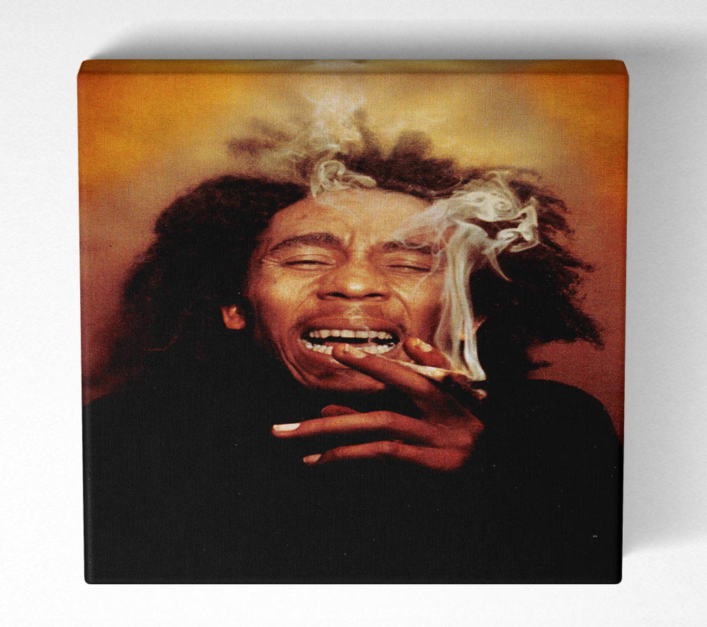 Picture of Bob Marley Laugh Square Canvas Wall Art