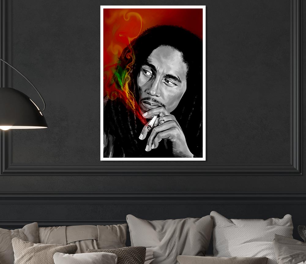 Bob Marley Smoke Print Poster Wall Art