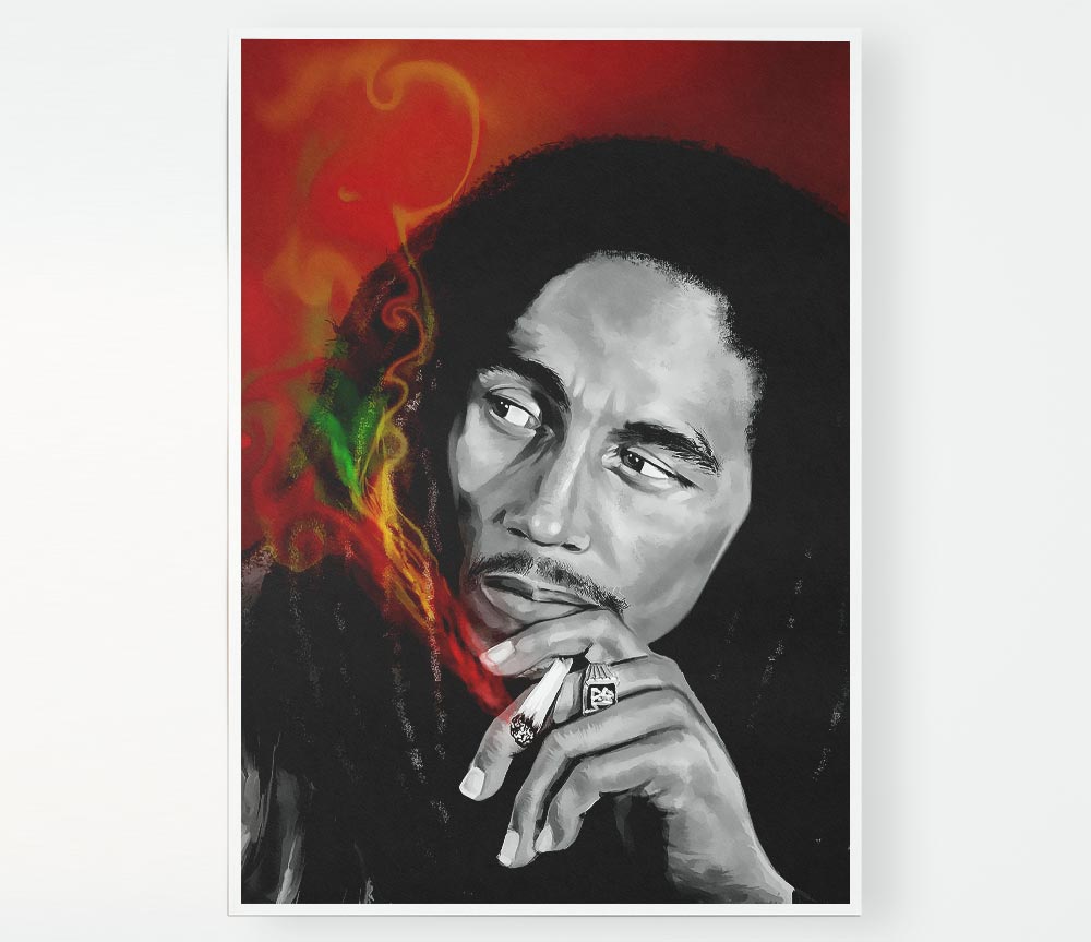 Bob Marley Smoke Print Poster Wall Art