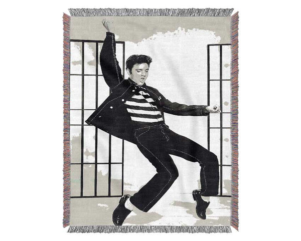 Elvis Jail House Rock B n W Woven Blanket