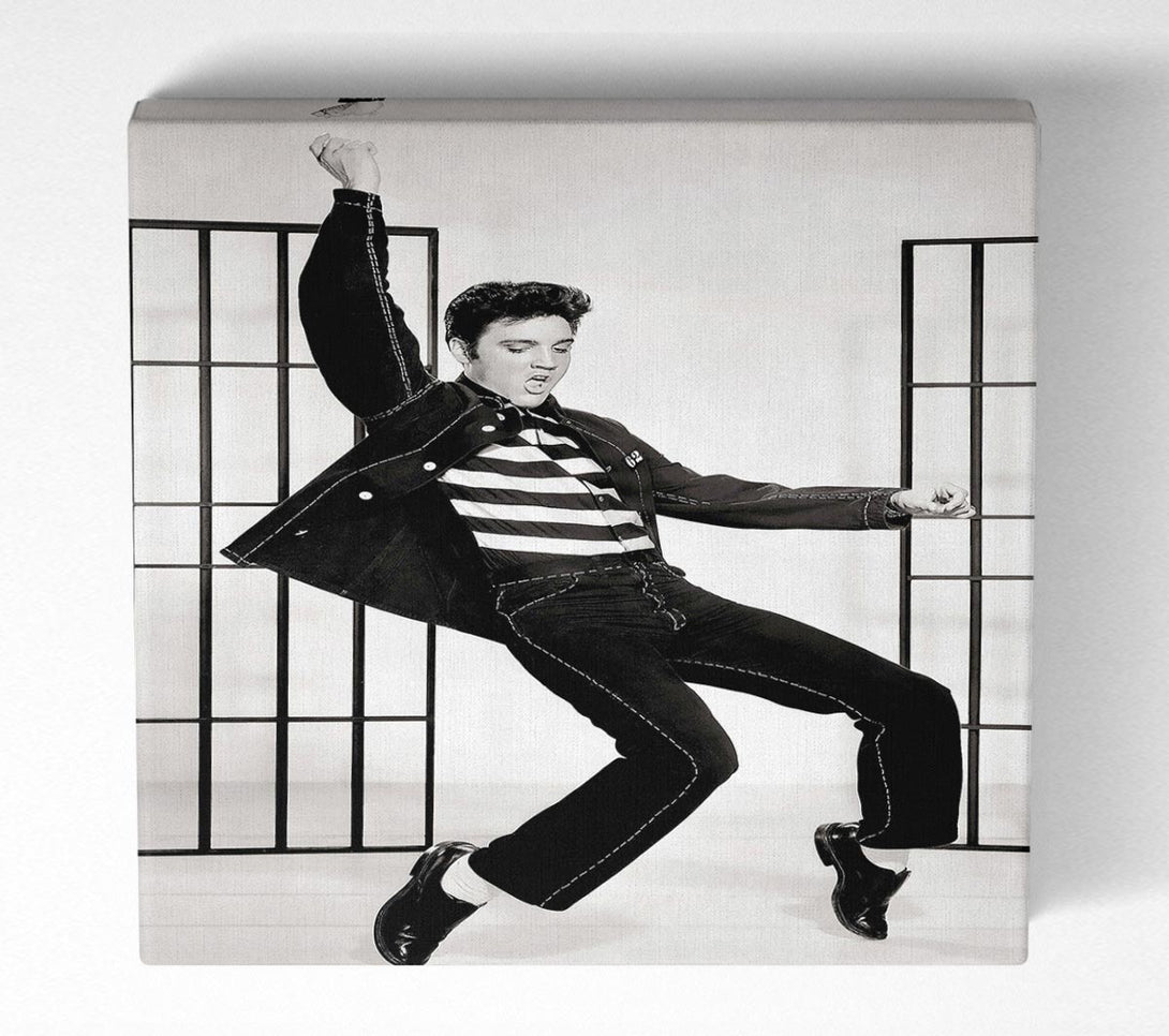 Picture of Elvis Jail House Rock B n W Square Canvas Wall Art