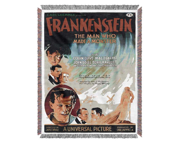 Frankenstein The Man Who Made A Monster Woven Blanket