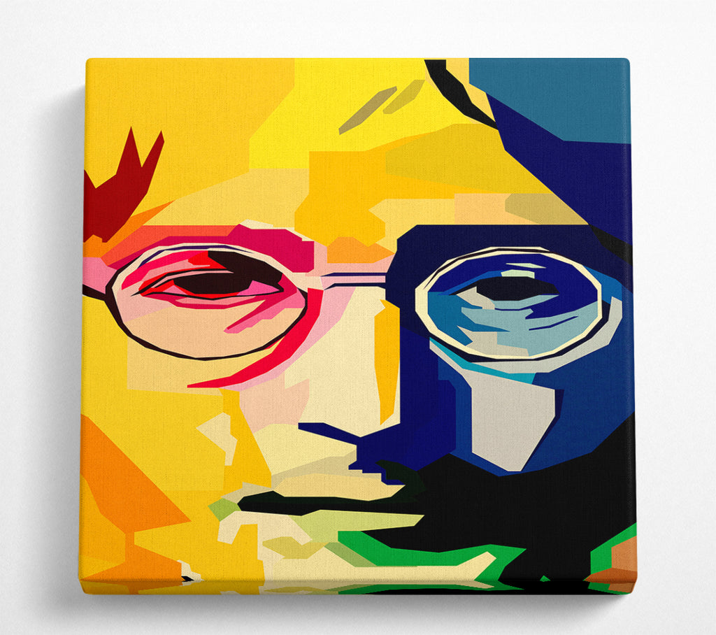 A Square Canvas Print Showing John Lennon Colours Square Wall Art