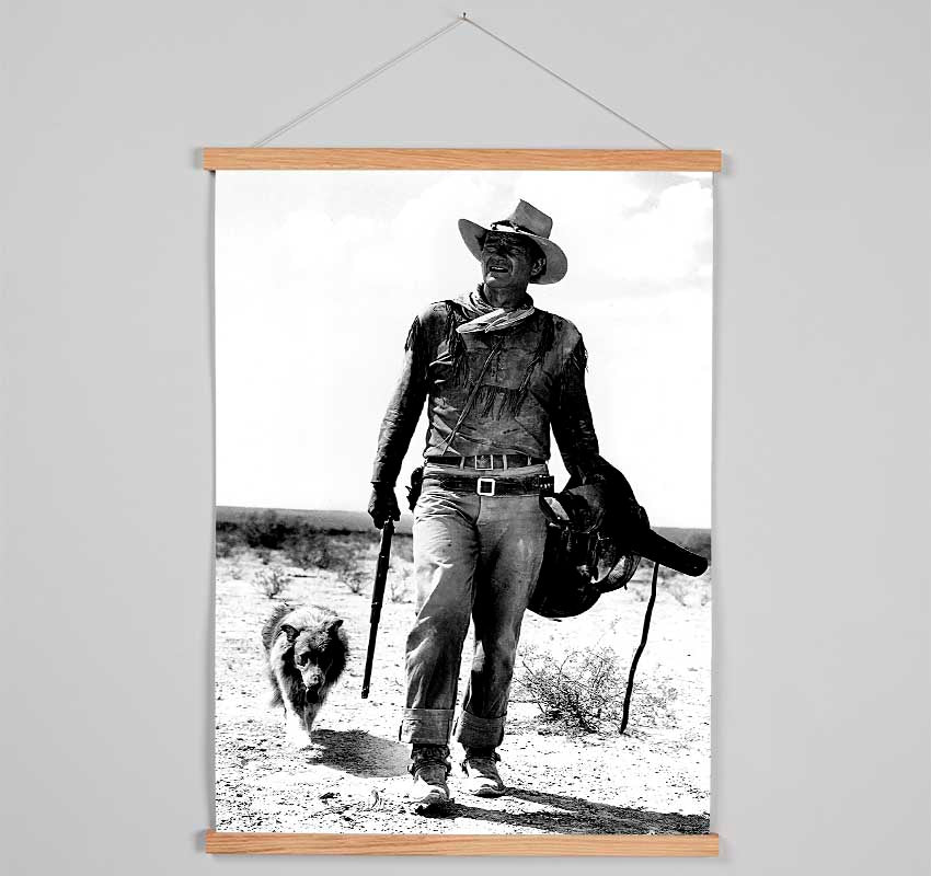 John Wayne With Dog Hanging Poster - Wallart-Direct UK