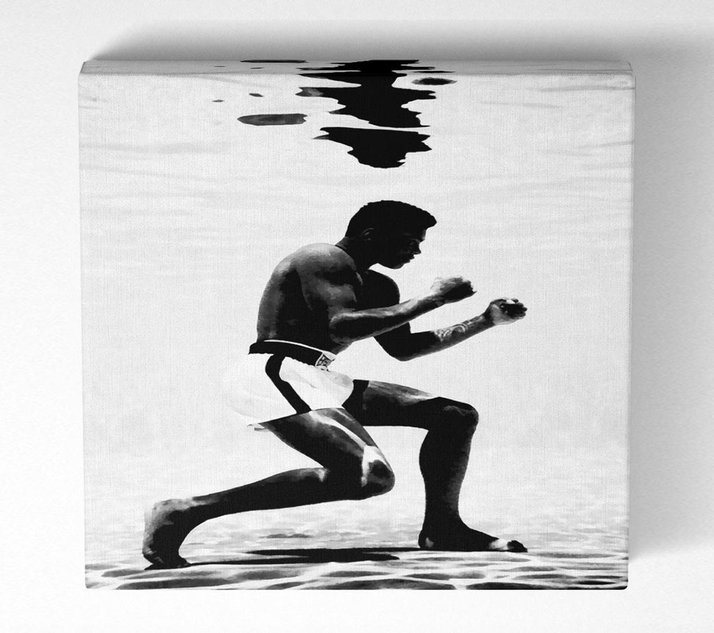 Picture of Muhammad Ali Boxing Under Water Square Canvas Wall Art