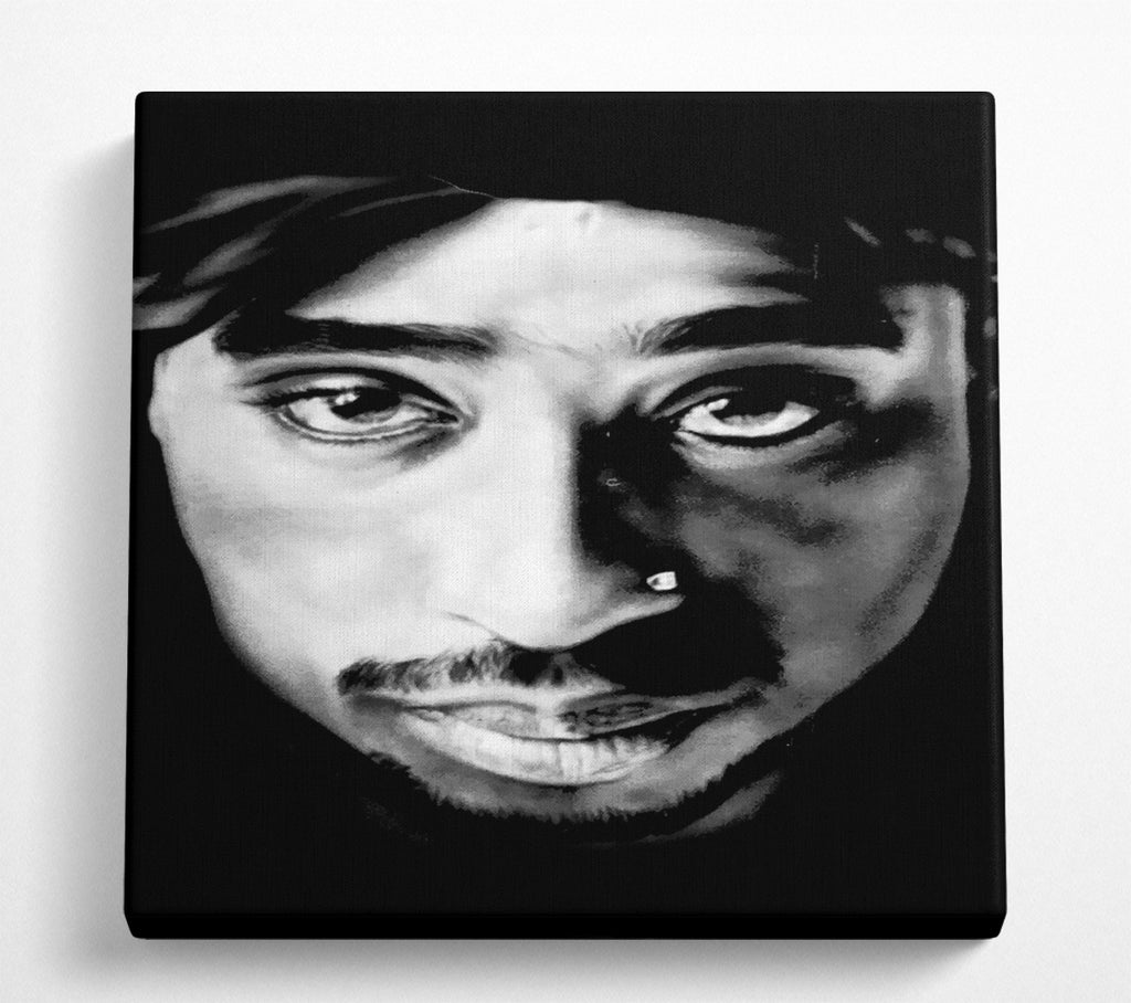 A Square Canvas Print Showing Tupac Face Square Wall Art