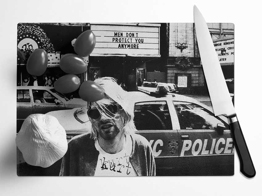 Kurt Cobain Police Car Glass Chopping Board