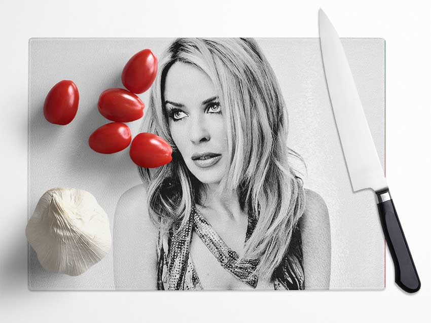 Kylie Minogue Look B n W Glass Chopping Board