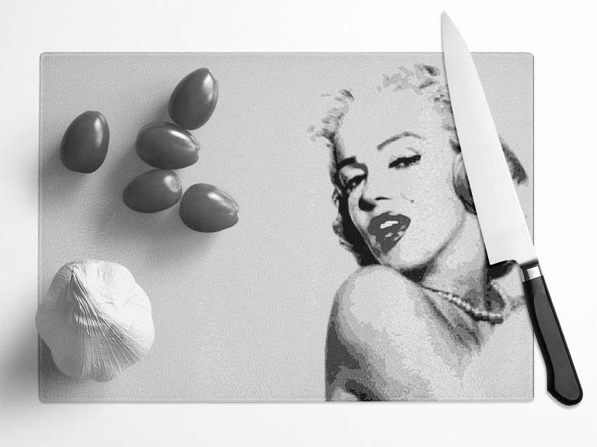 Marilyn Monroe Retro Grey Glass Chopping Board
