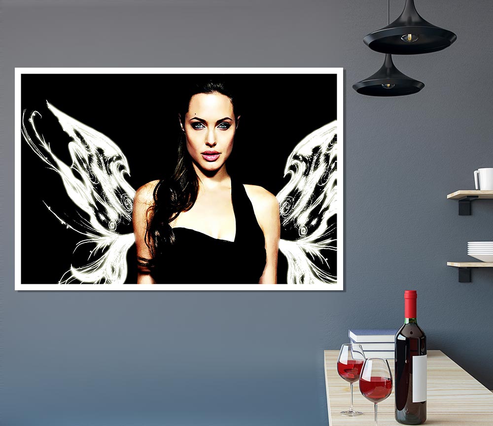 Angelina Jolie Angel Wings Print Poster Wall Art