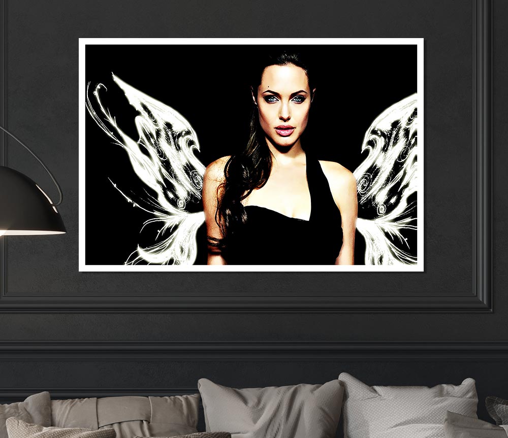 Angelina Jolie Angel Wings Print Poster Wall Art