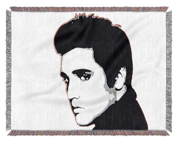 Elvis Portrait White Woven Blanket